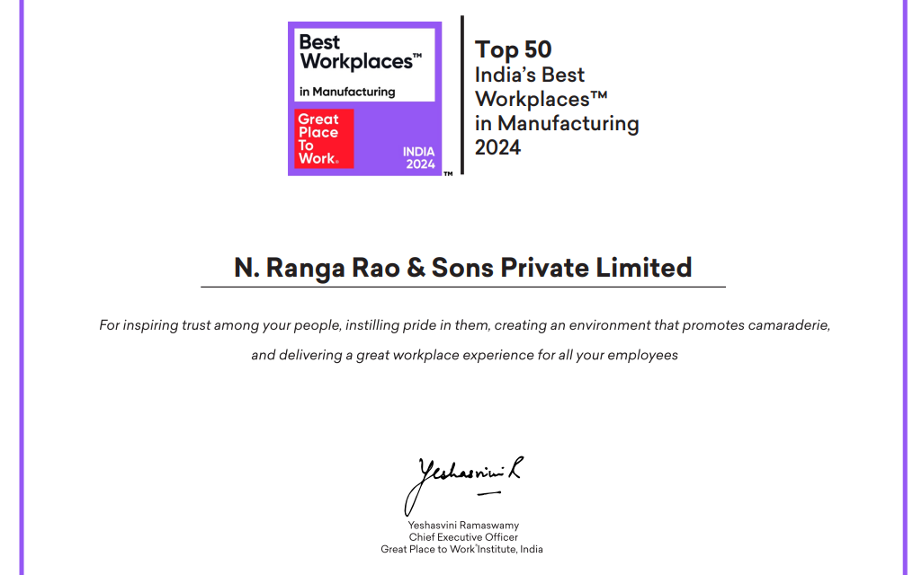 N. Ranga Rao & Sons, Makers of Cycle Pure Agarbathi Celebrated Among Top 50 India’s Best Workplaces in Manufacturing 2024