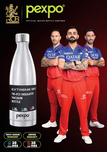 Pexpo Join Forces with Royal Challengers Bengaluru as Official Water Bottle Partners for T20 season 2024, Promoting Environmental Sustainability