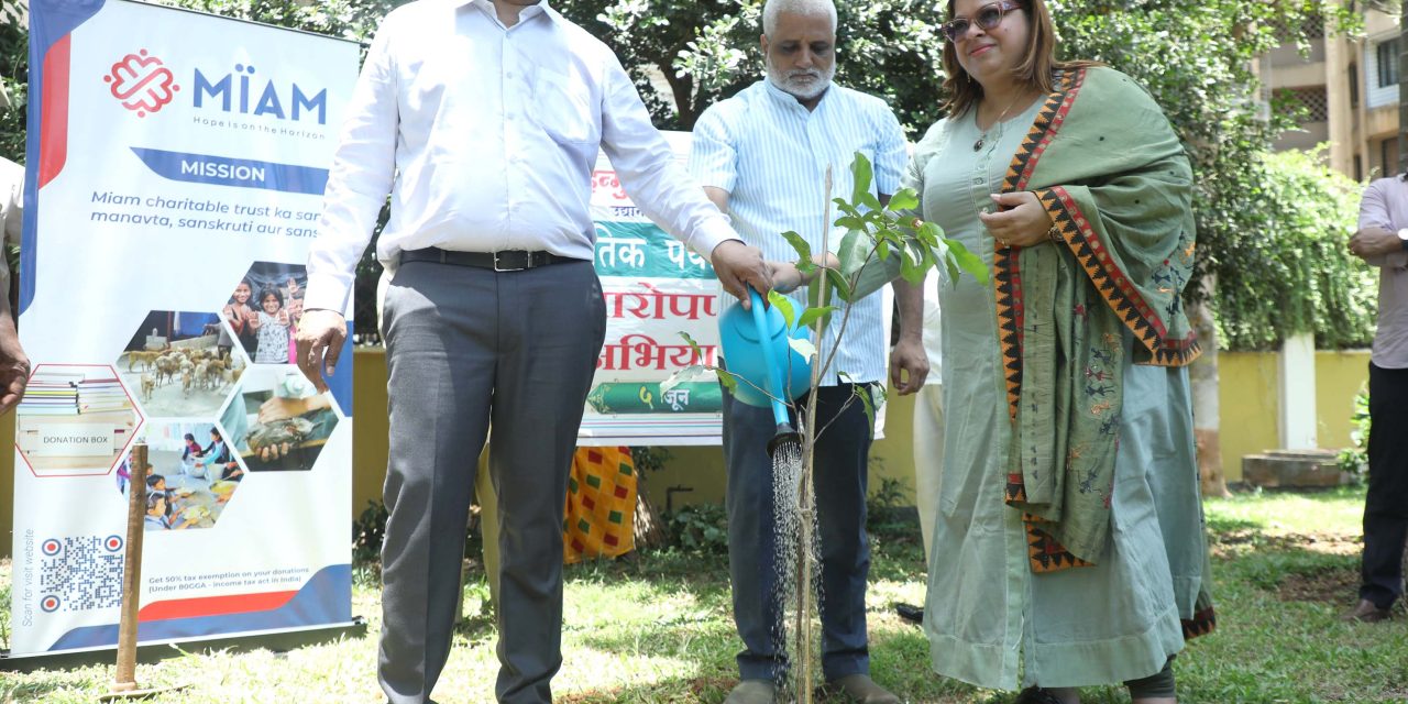 Nitu Joshi of Miam Charitable Trust and Jeetendra Pardeshi of BMC Plant Trees on World Environment Day