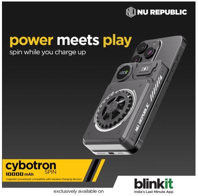 Nu Republic Drops the Cybotron Spin 10000 mAh Powerbank –  India’s First Wireless Power bank Designed as a Fidget Spinner