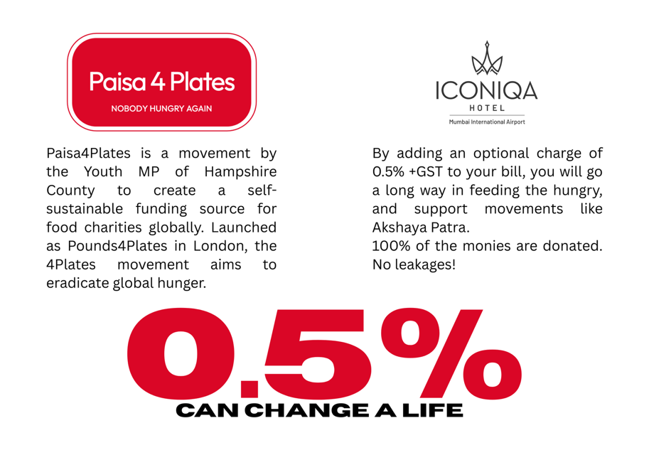 Royal Orchid Hotels and Mumbai’s Newest Lifestyle Hotel, ICONIQA, Partners with Paisa4Plates to Launch Innovative Charitable Initiative
