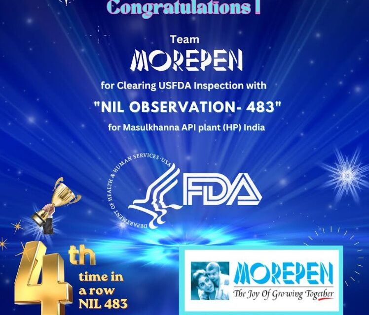 Morepen Labs' Facility Clears USFDA Inspection with NIL Adverse Observation for the Record Fourth Consecutive Time