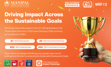 MAHE Achieves Top Global Rankings in THE Impact Rankings 2026, Secures World No. 1 Position for SDG 5